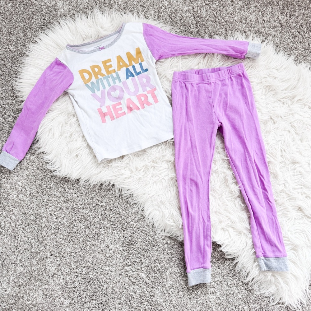 Carters Dream With All Your Heart Pajama Set Purple Girls 6
